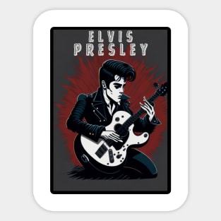 Elvis Presley playing guitar Sticker